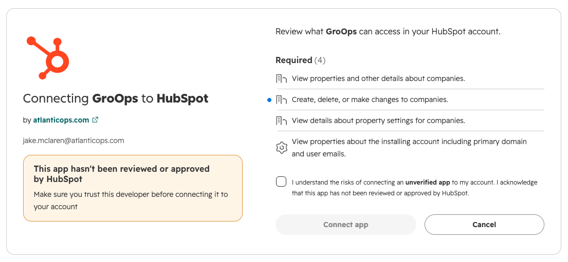 GroOps oAuth Connection