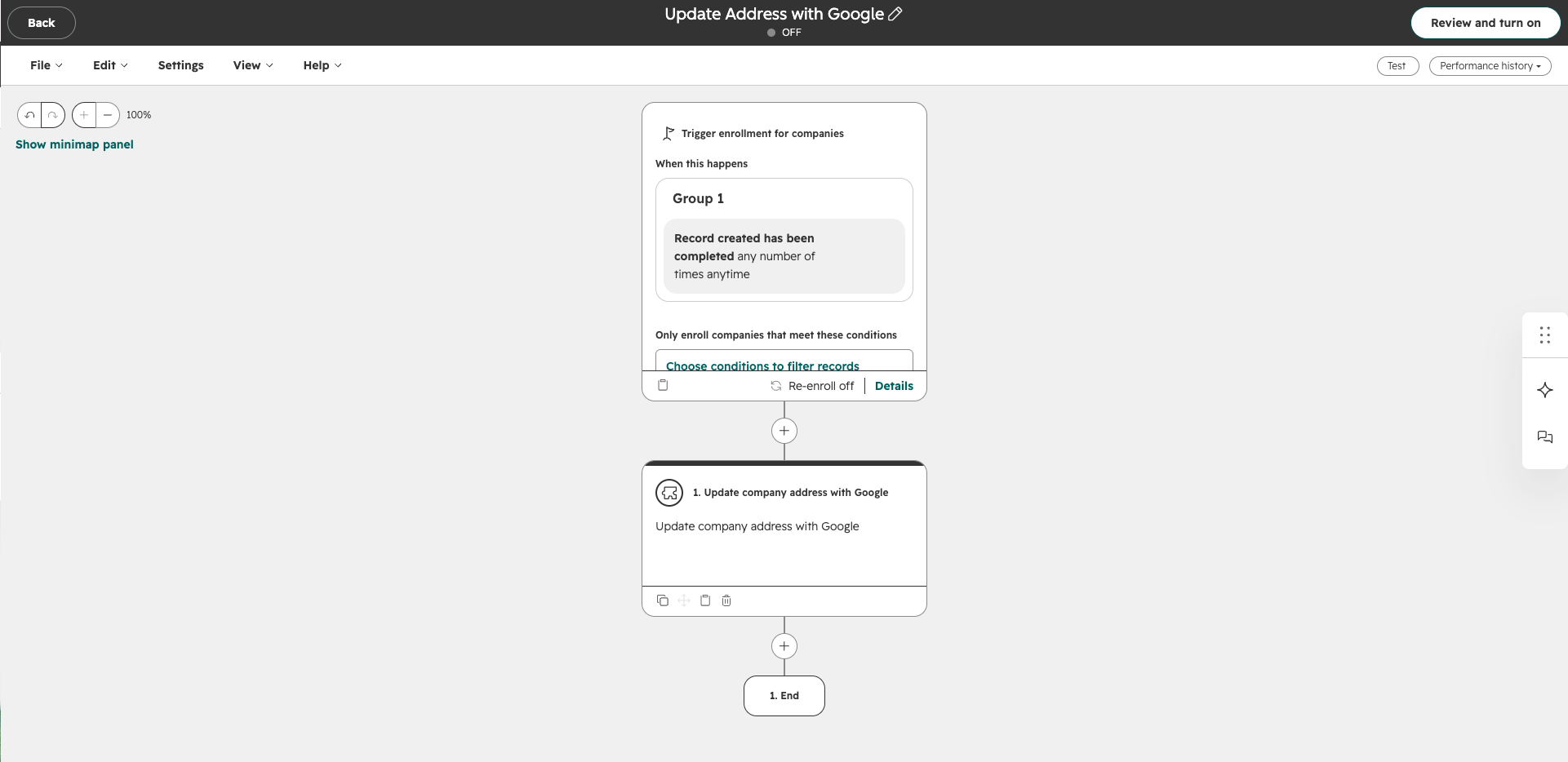 Update address with google workflow action